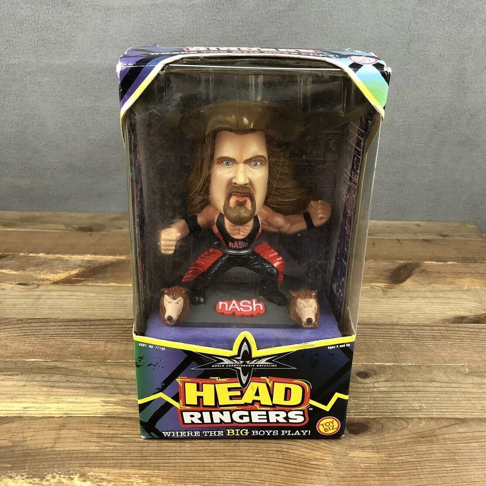 WWE WCW Head Ringers NASH Action Figure VTG 1999 Bobble Head New Wrestling‎
